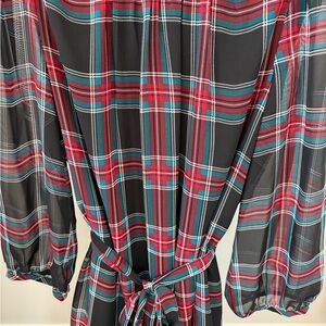 Draper James Red and Black Plaid Long Sleeve Dress